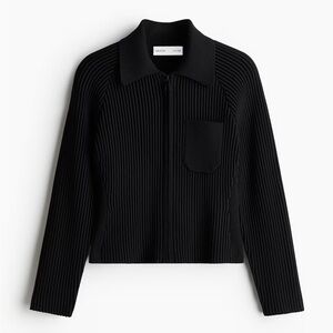 H&M Studios Rib Knit Top Sweater Zipper XXL
